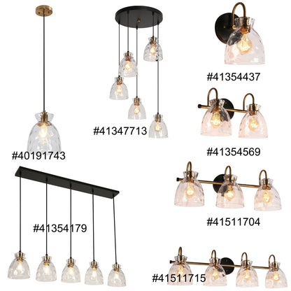 Elisie Mid-century Modern Pendant Light 1-Light Waterfall Glass Hammered Dome Kitchen Island Lighting Dining Room