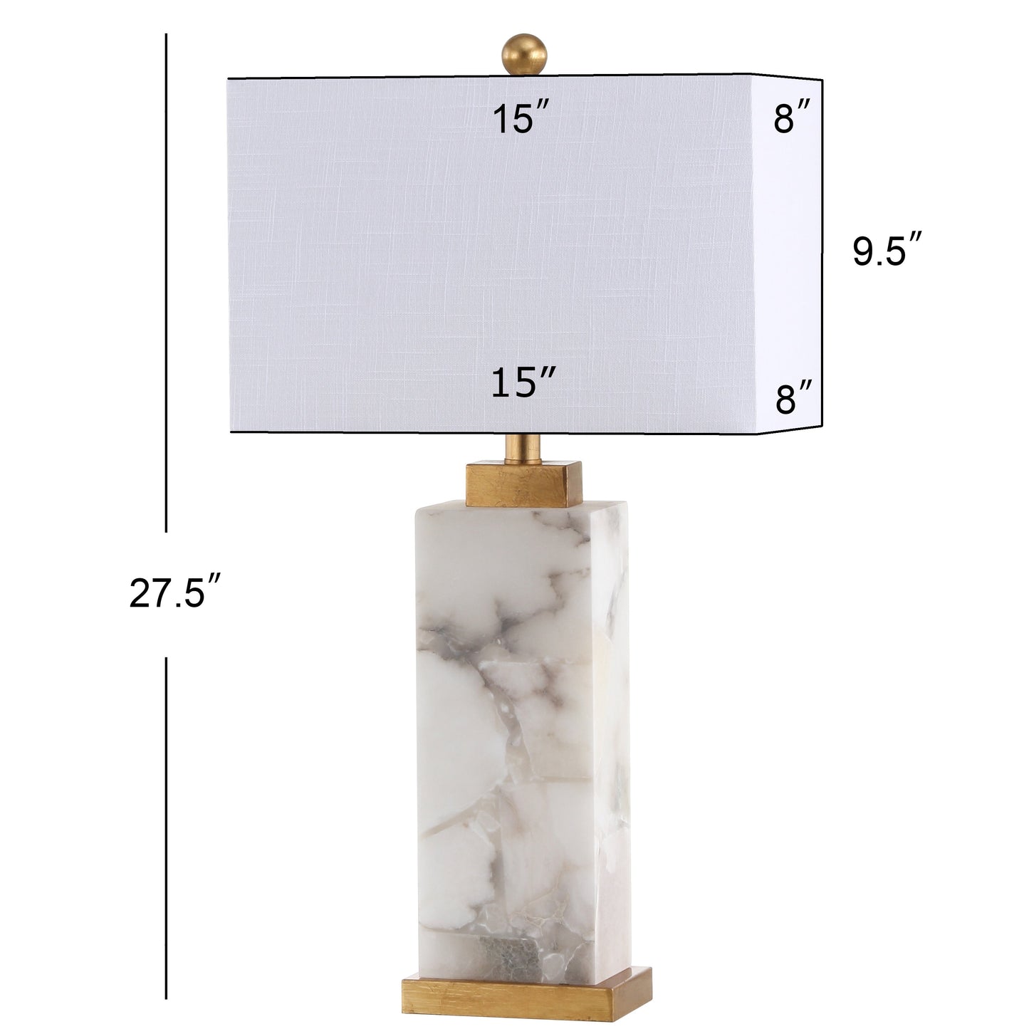 Eloise 27.5 Alabaster LED Table Lamp, White/Gold Leaf by JONATHAN Y