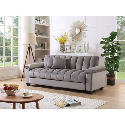Fabric Upholstered Channel Back Living Room Convertible Sofabed