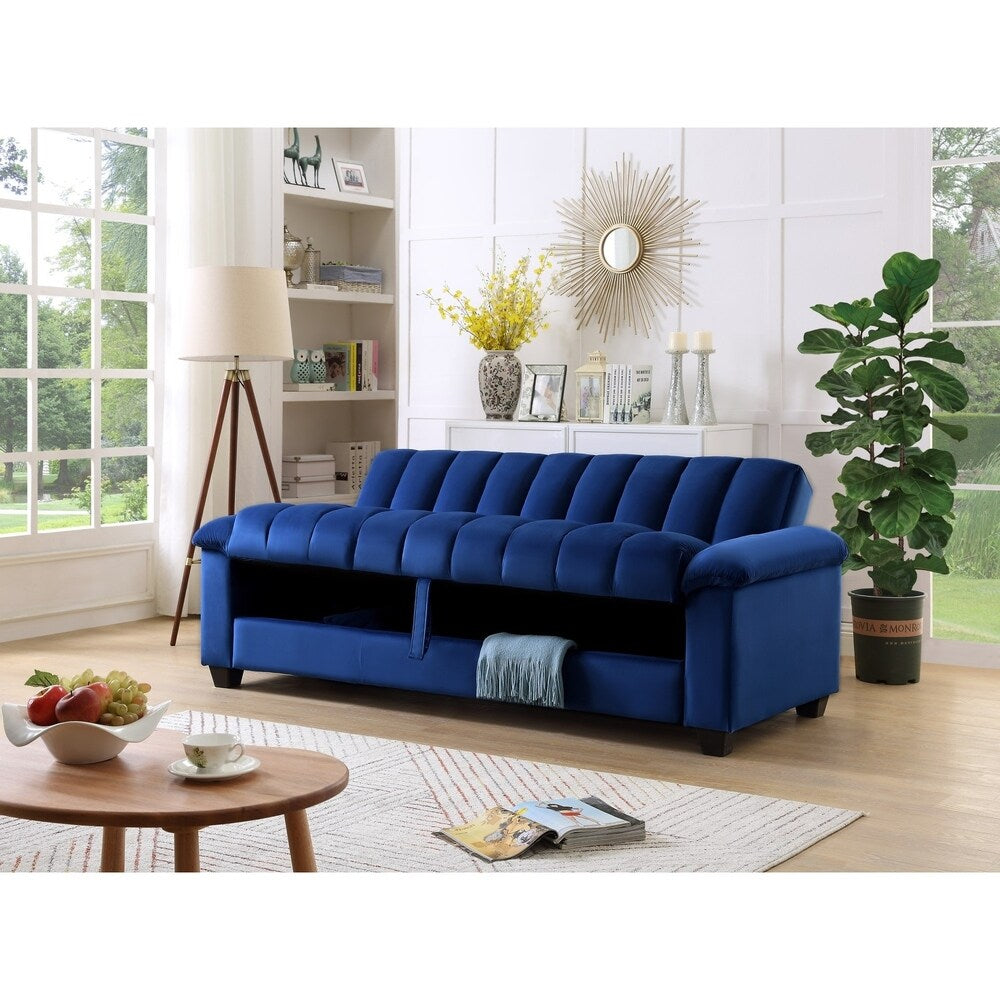 Fabric Upholstered Channel Back Living Room Convertible Sofabed