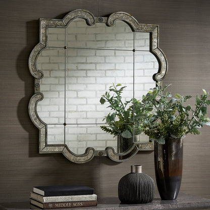 Fantina Antique Silver Paned Wall Mirror by iNSPIRE Q Classic