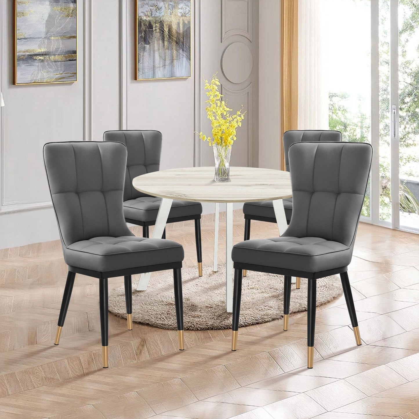 Faux Leather Upholstered Dining Chairs Set of 2/4