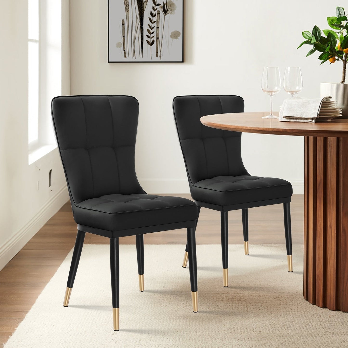 Faux Leather Upholstered Dining Chairs Set of 2/4