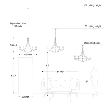 Fidenza 12-light Modern Farmhouse Empire Wagon Wheel Chandelier with UL - D40'' * H135''