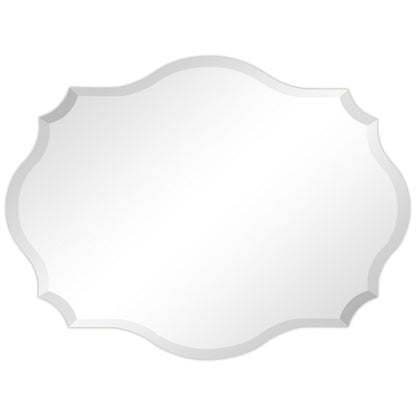 Frameless Beveled Oblong Elegant Scalloped Wall Mirror