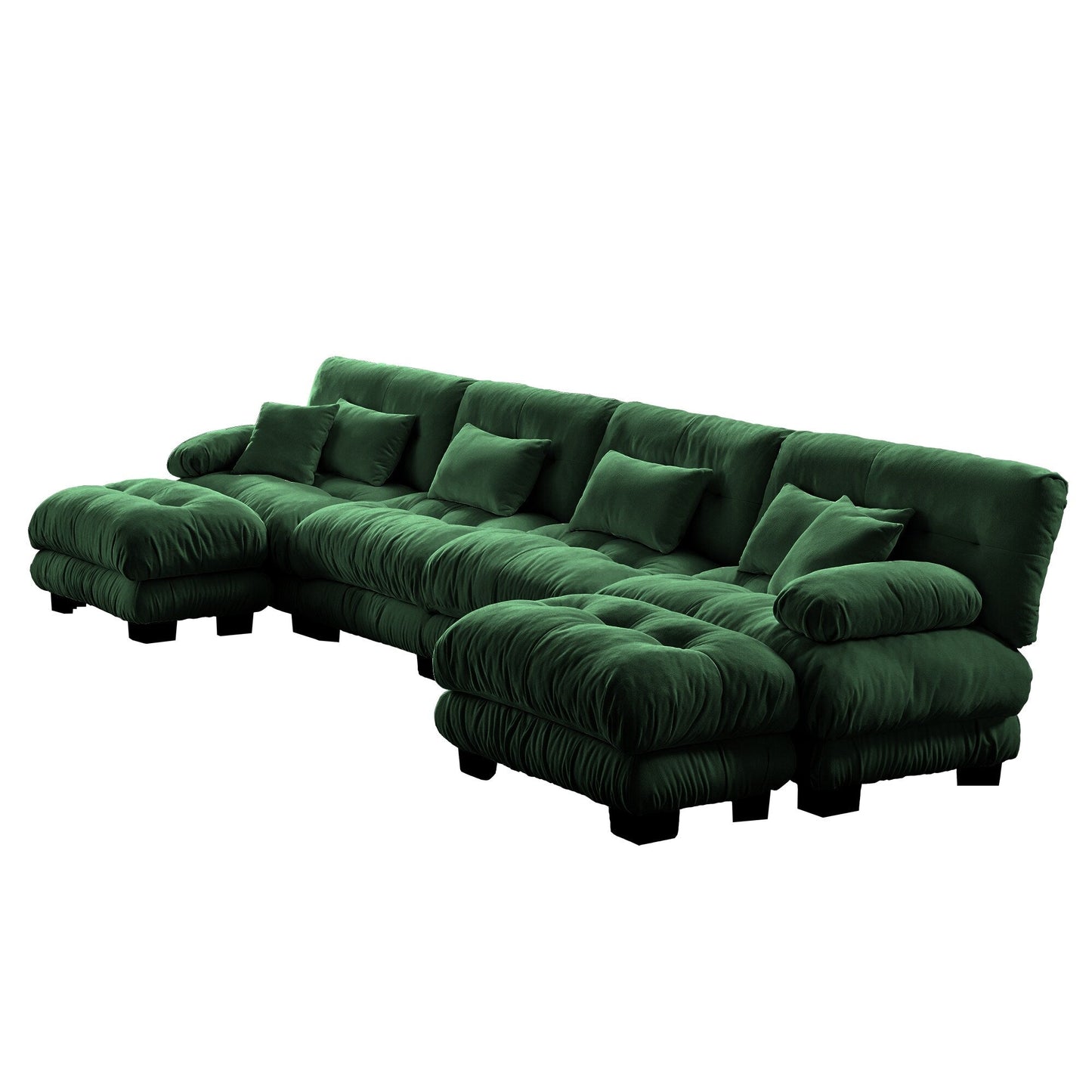 Free Combination Modular Chenille 4-Seater Sectional Sofa with 2 Ottomans and Pillow for Living Room