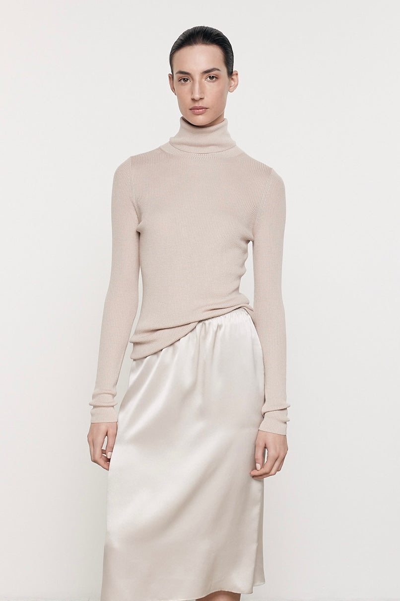 Enza Costa Silk Sweater Layering Turtleneck