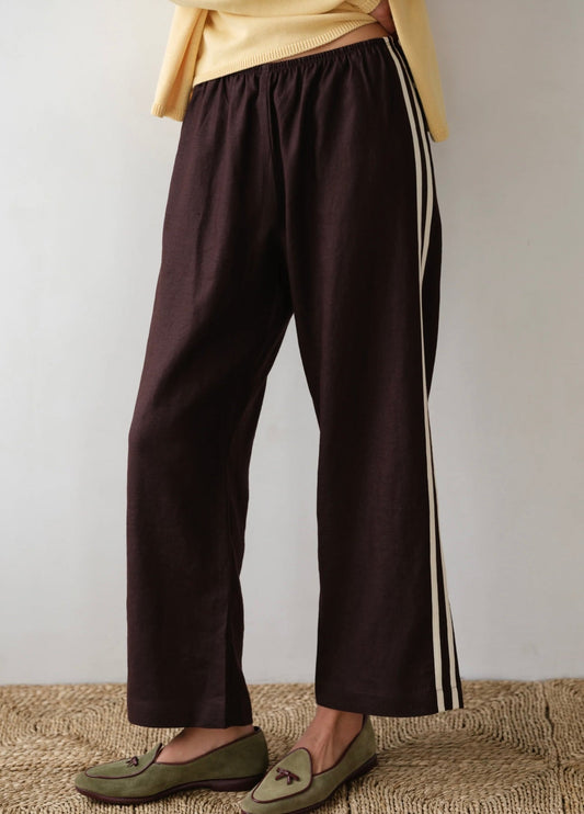 Donni Linen Stripe Crop Racer Pant