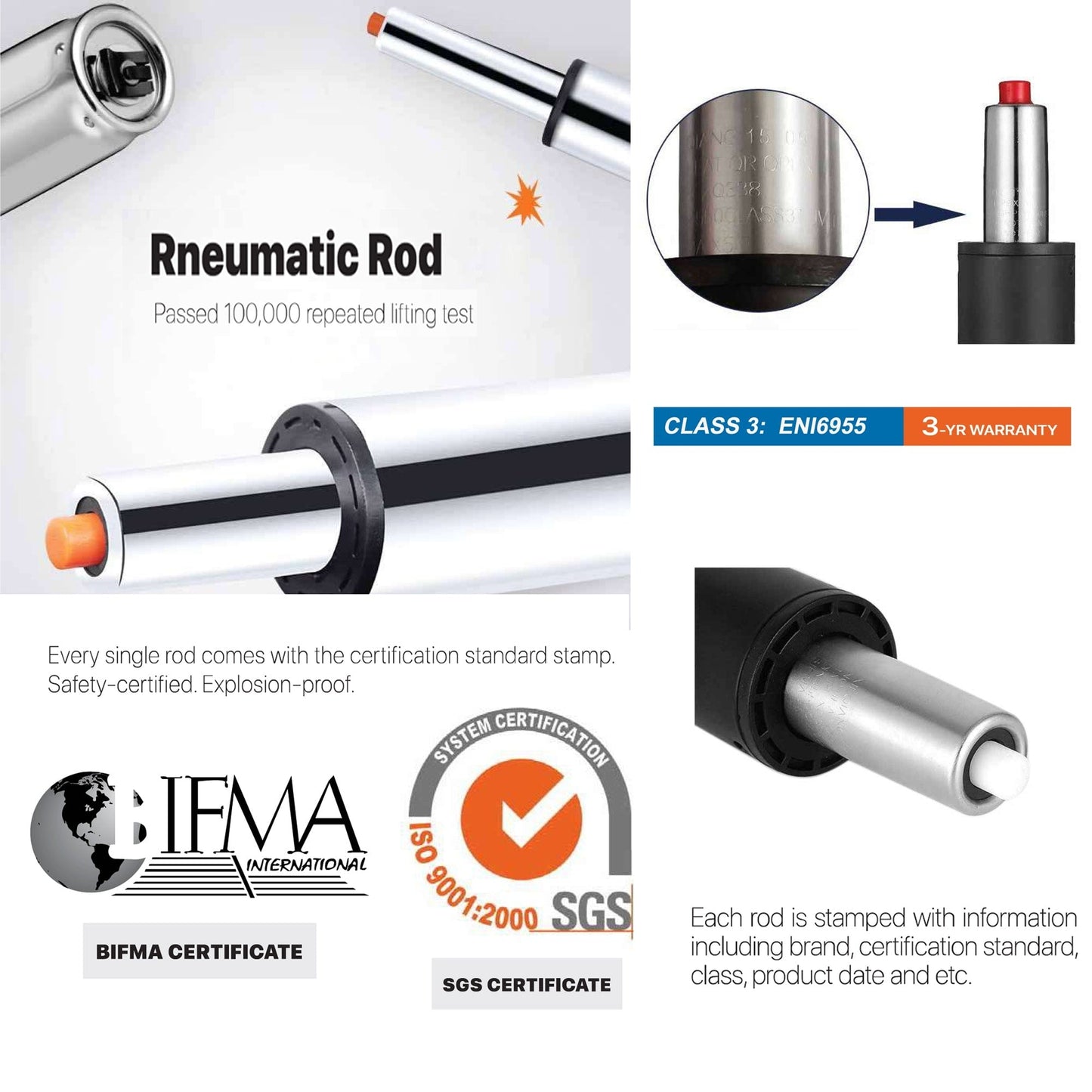 Glitzhome 48-inch Mid-century Adjustable Swivel Faux Leather Office Chair