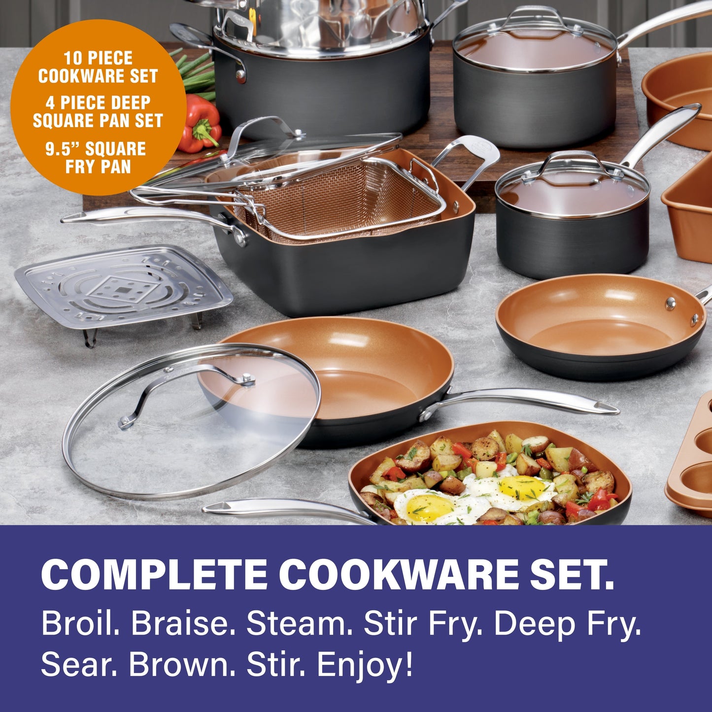 Gotham Steel Pro Hard Anodized 20 Piece Cookware and Bakeware Set