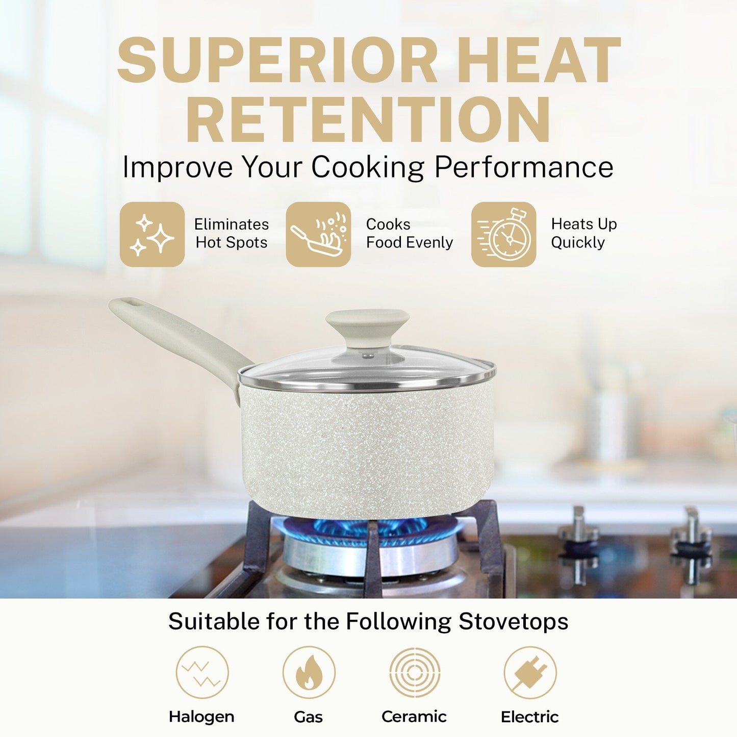 Granitestone Desert Cream 20 PC Nonstick Cookware and Bakeware Set