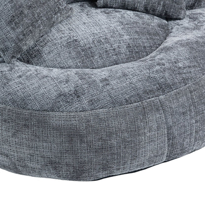 Gray Oversized 42.52 Chenille Lazy Bean Bag Single Sofa with Three Pillows for Bedroom