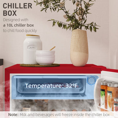 HOMCOM 3.2 Cu.Ft Mini Fridge with Freezer, Single Door Compact Refrigerator with Adjustable Thermostat for Bedroom