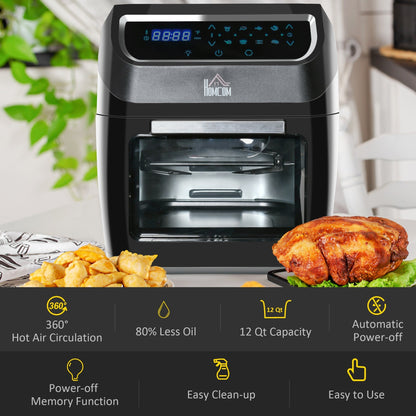 HOMCOM Large Air Fryer Oven with Family Size, Countertop Oven Cooking Gift - 12.5 x 13.25 x 14.5