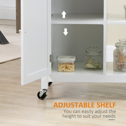 HOMCOM Kitchen Trolley, Wood Top Utility Cart on Wheels with Open Shelf and Storage Drawer for Dining Room, Kitchen