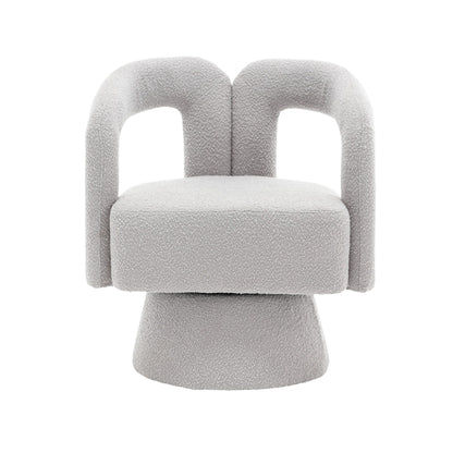 HOMEFUN Boucle Upholstered 360 Degree Swivel Cuddle Barrel Accent Chairs