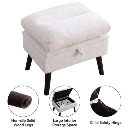 HOMYKA Accent Lounge Chair with Adjustable Backrest Storage Ottoman