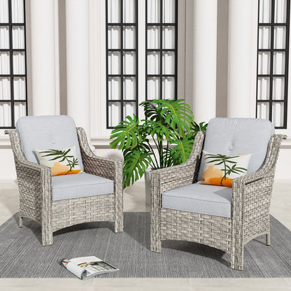 HOOOWOOO 2-piece High Back Wicker Rattan Outdoor Patio Chair Set