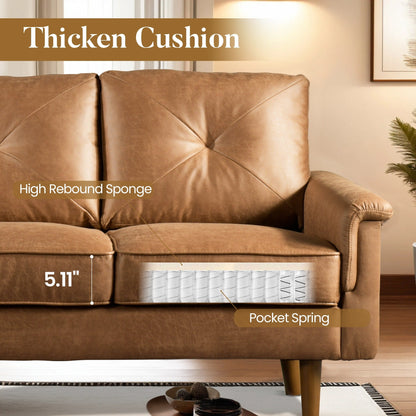 HOOOWOOO Mid-Century 3-Seat Upholstered Sofa with Wood Legs for Living Room