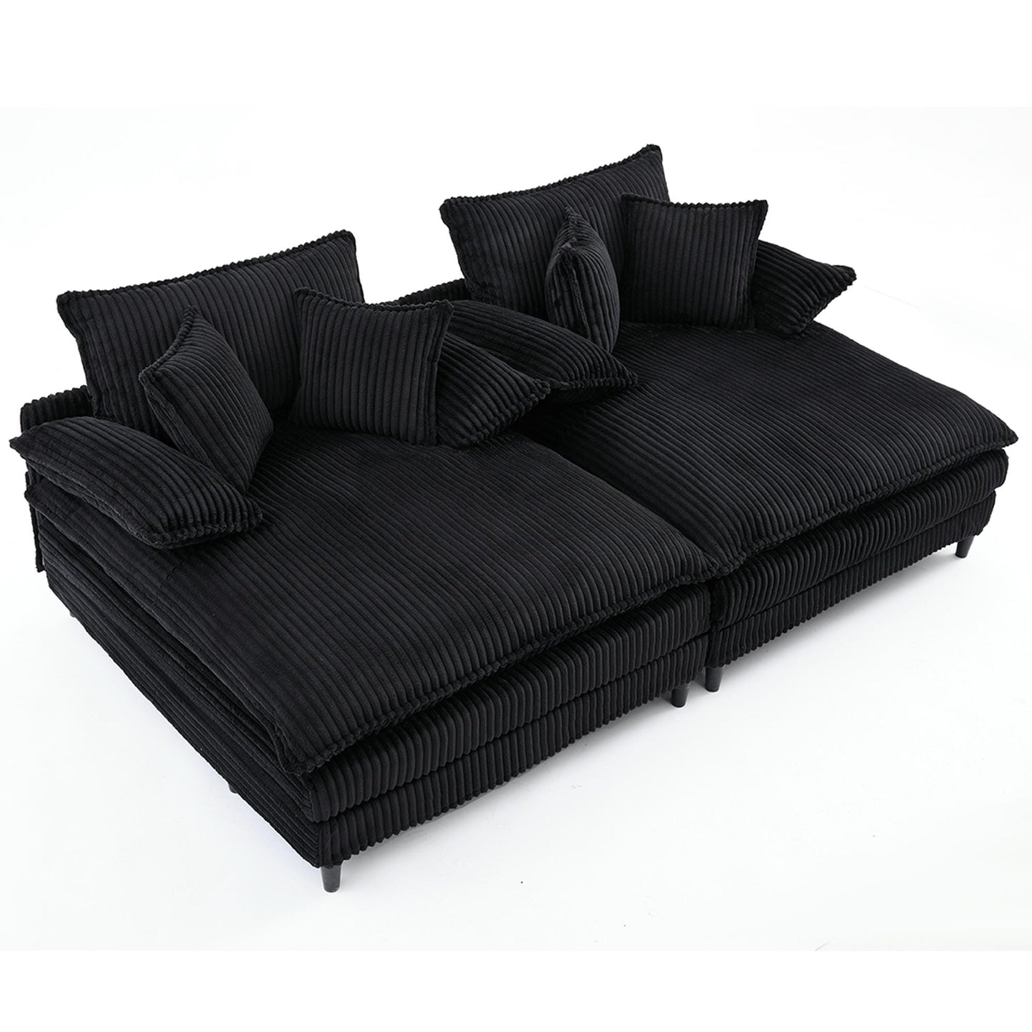 Harmonia 109 W Oversized Corduroy Sofa Bed, Deep Seat Double Lounge Chaise with 4 Pillows