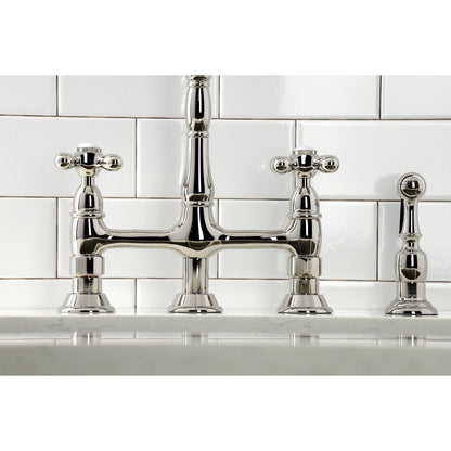 Heritage Bridge Kitchen Faucet with Brass Sprayer