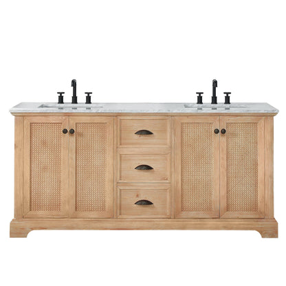 Hervas Bath Vanity with Natural Marble Top without Mirror