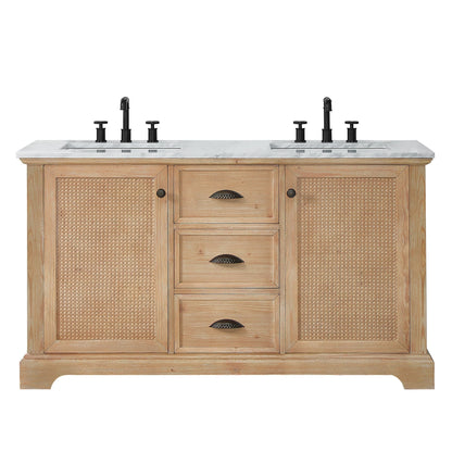 Hervas Bath Vanity with Natural Marble Top without Mirror