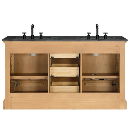 Hervas Bath Vanity with Natural Marble Top without Mirror