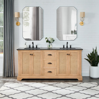 Hervas Bath Vanity with Natural Marble Top without Mirror