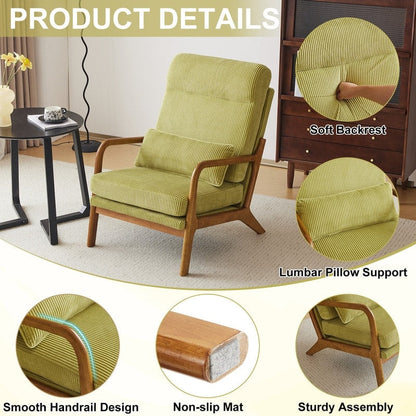 High Back Solid Wood Armrest Backrest Leisure Chair Accent Chair