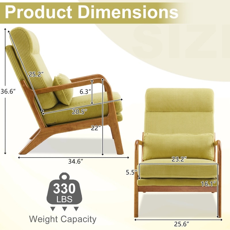 High Back Solid Wood Armrest Backrest Leisure Chair Accent Chair