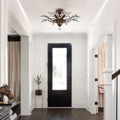 Holly 4-light Crystal Leaves Flush Mount