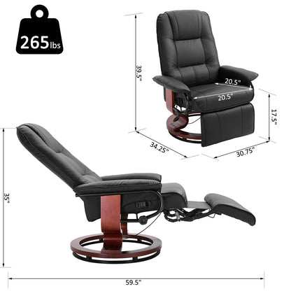 HomCom Faux Leather Adjustable Manual Swivel Base Recliner Chair with Comfortable and Relaxing Footrest