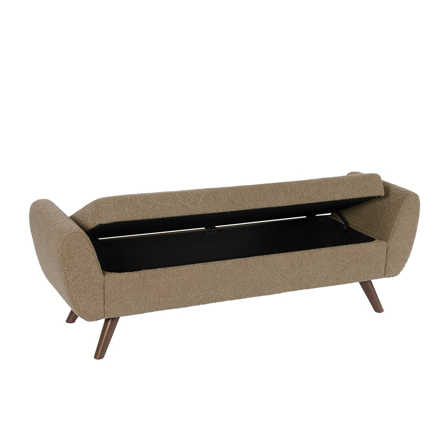 HomePop Modern Sherpa Storage Bench with Wood Legs