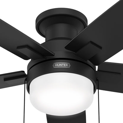 Hunter 52 Anisten Low Profile Ceiling Fan with LED Light and Pull Chain - Modern, Contemporary, Transitional