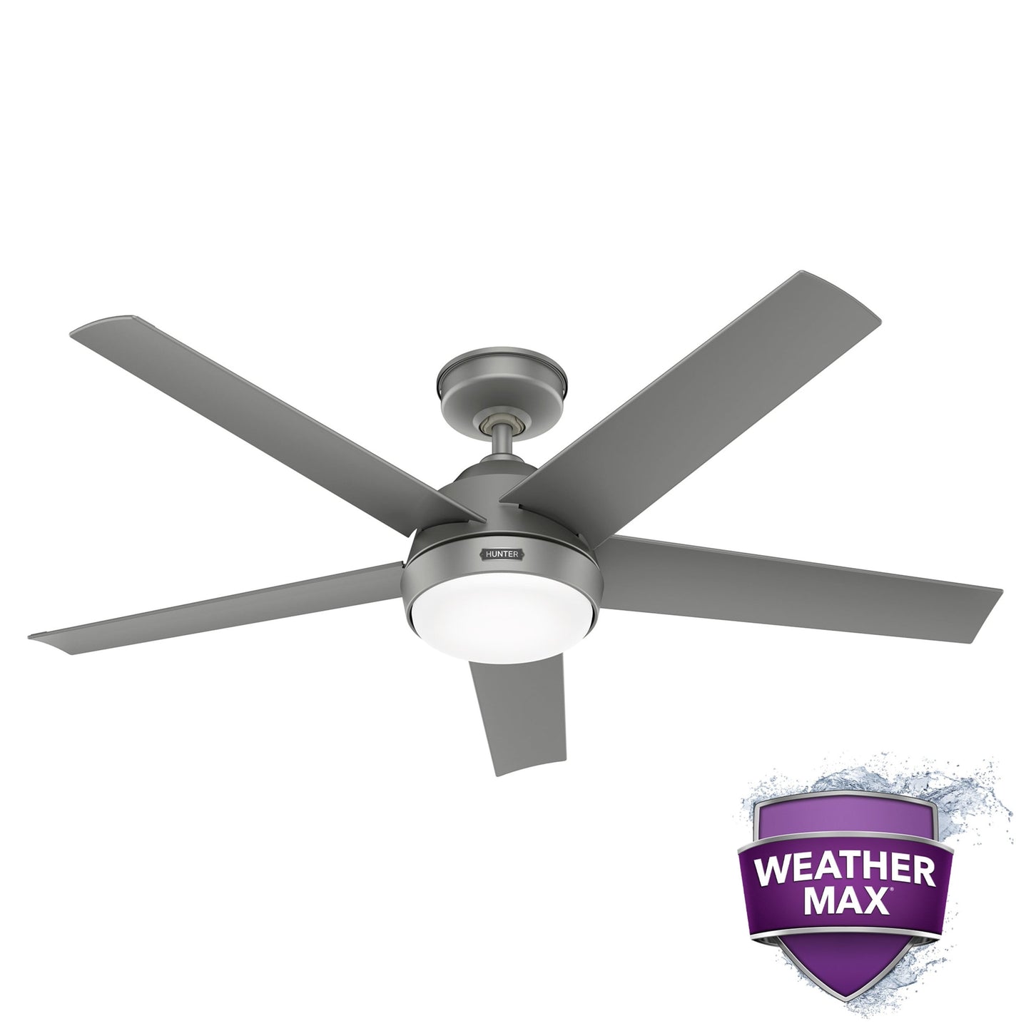 Hunter 52 Skyflow Outdoor Ceiling Fan w/ LED Light Kit, Wall Control - Coastal Modern Contemporary - WeatherMax - WET-RATED!