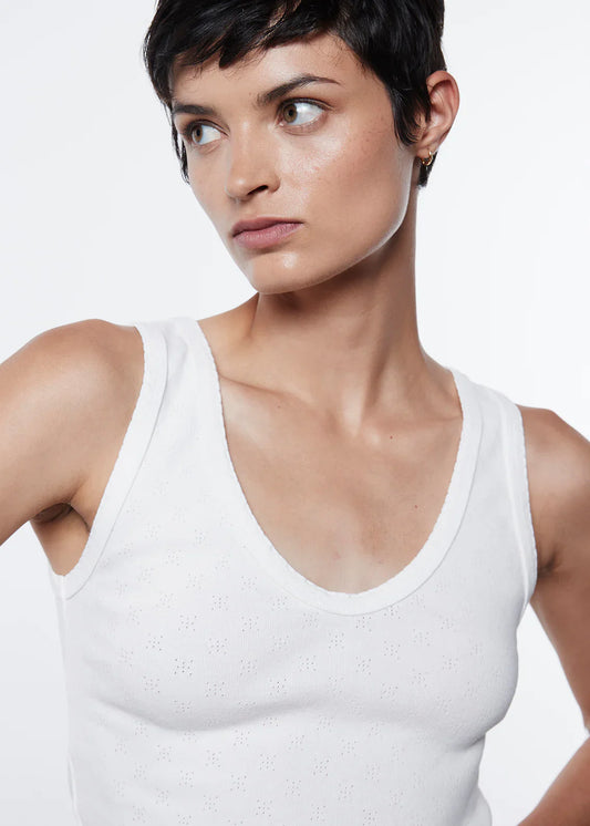 Enza Costa Scallop Edge Pointelle Tank