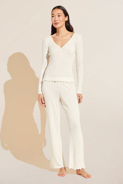 Eberjey Pointelle V Neck Henley