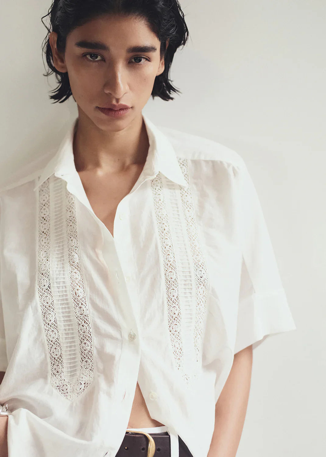 Citizens of Humanity Claire Shirt w/ Lace Inset