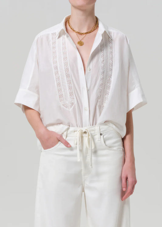Citizens of Humanity Claire Shirt w/ Lace Inset