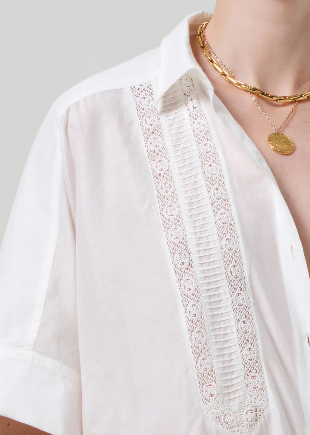 Citizens of Humanity Claire Shirt w/ Lace Inset