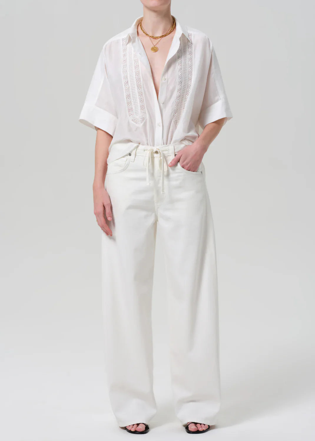 Citizens of Humanity Claire Shirt w/ Lace Inset