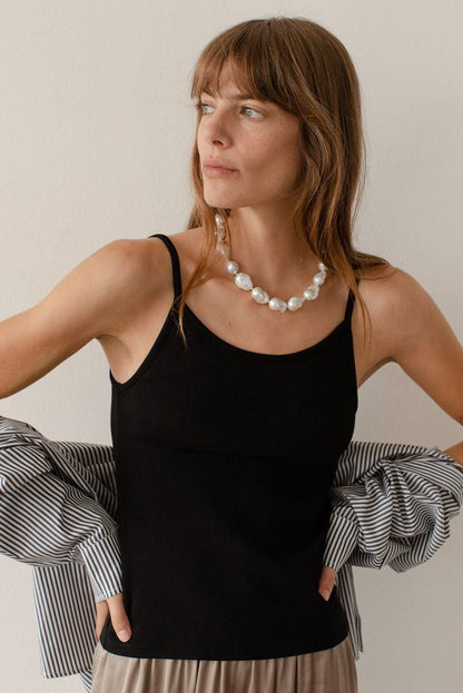 Donni Rib Spaghetti Tank