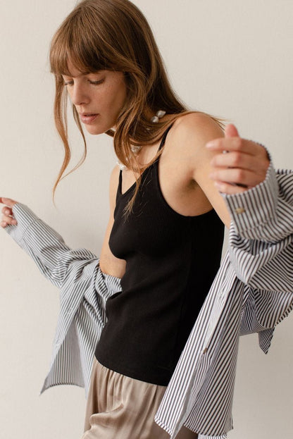Donni Rib Spaghetti Tank