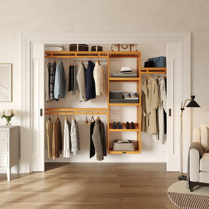 John Louis Home Solid Wood Reach-In Simplicity Closet System Honey Maple
