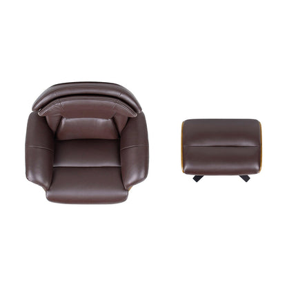 Jovan 31.5 Genuine Leather Recliner Lounge Chair with Ottoman