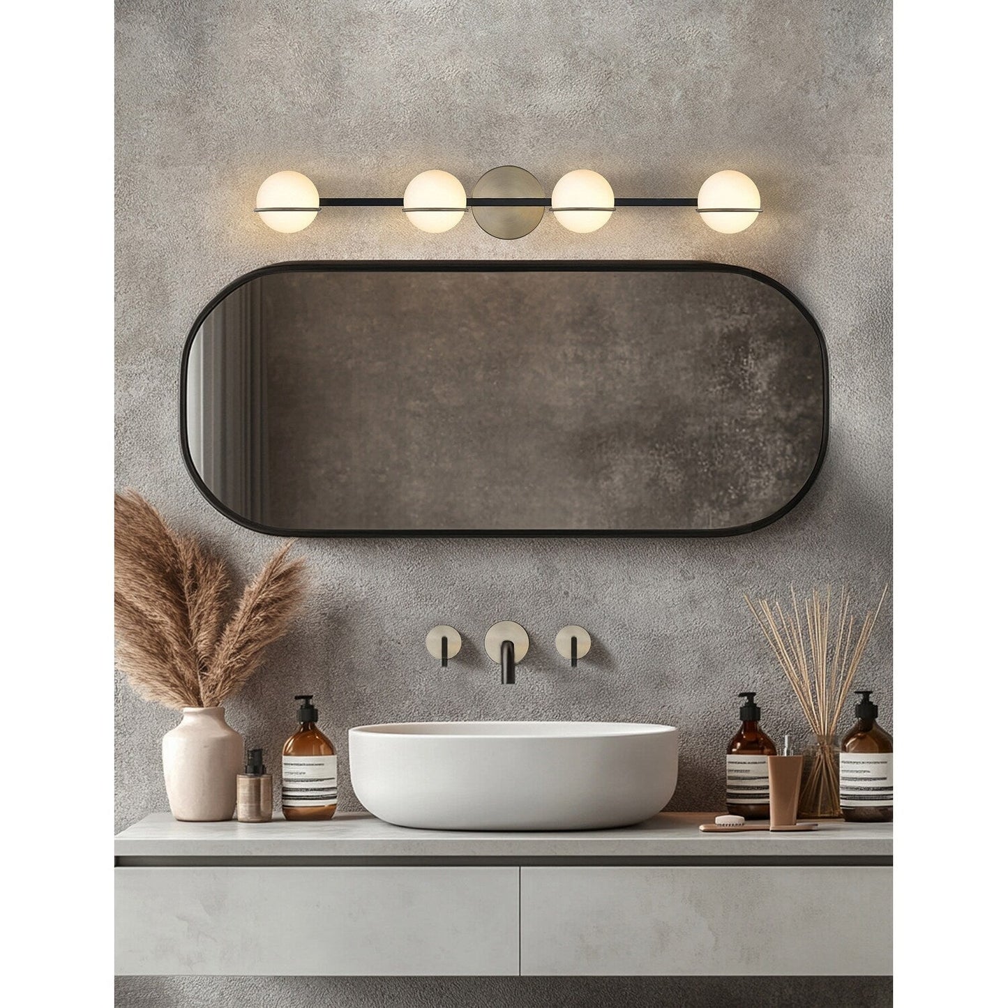 Justice Design Group EVOLV Fusion Centric 4-Light Bath Bar with Opal Glass Shade