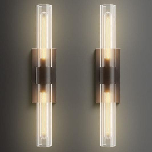 KAYLA Modern Glass Wall Sconces, Indoor Wall Lighting Wall Light Fixtures, Vanity Light with Glass Shade(2-Sets)