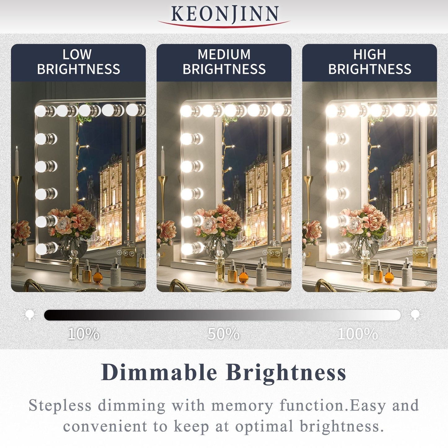 Keonjinn LED Makeup Hollywood Vanity Mirror with 15/18 LED Lights