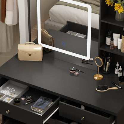 Kerrogee Makeup Vanity Set with Adjustable Lighted Mirror & Stool - 39.4L x 19.7W x 53.5H